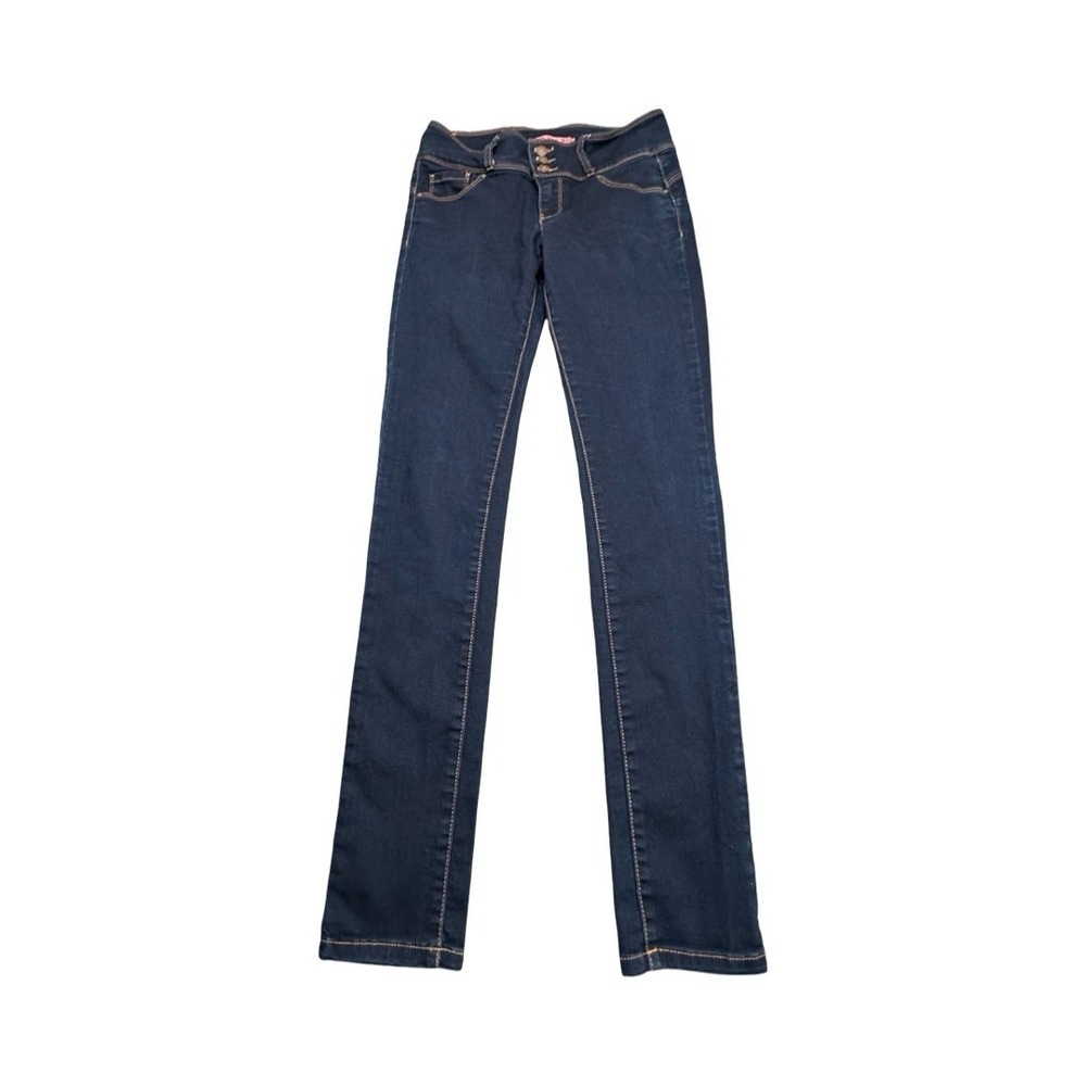 Wax Jean Skinny Jeans Womens 5 Dark Blue Butt I Love You Triple Button High Rise